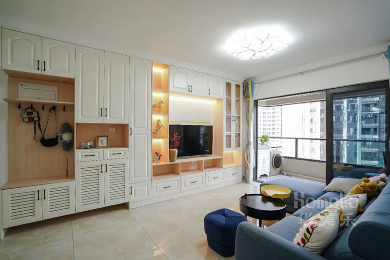 108㎡三居，打造大橫廳柜墻，細(xì)化臥室布局，全屋功能性拉滿